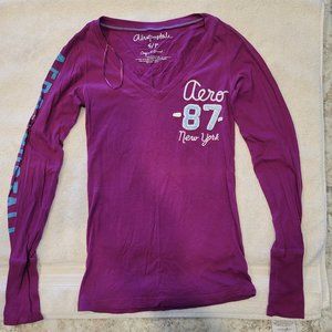 Aeropostole Girl Shirt Long Sleeve Size Purple S/P